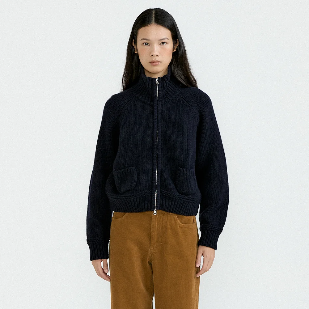 Milo Zip-Up Cardigan (Navy)