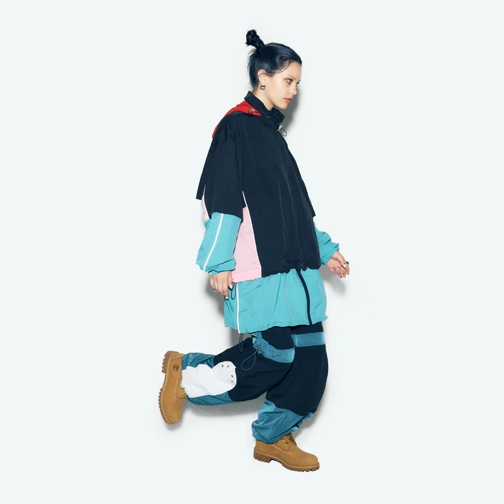 COLOR BLOCK NYLON TRACK PANTS BLUE
