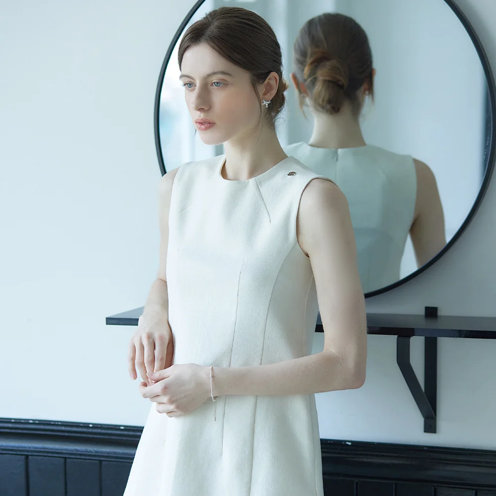 Doll pintuck midi dress - ivory