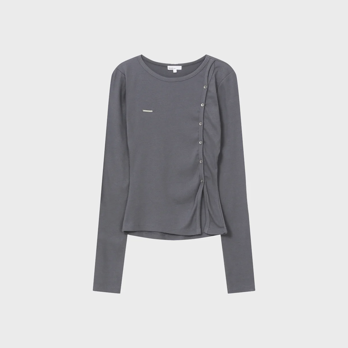 Unbalanced button long sleeves CHARCOAL