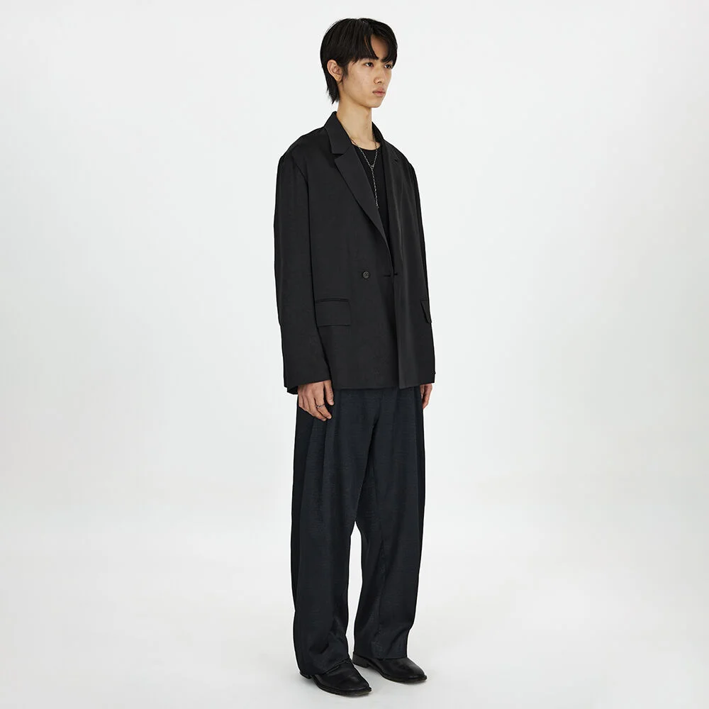 23SS Layered 2-Tuck Pants Black Jacquard