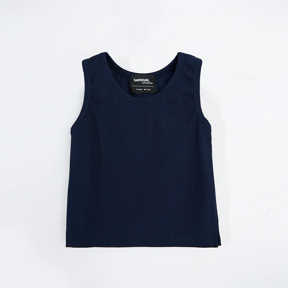 HEAVY RIBBED SLEEVELESS SHIRT_ NAVY