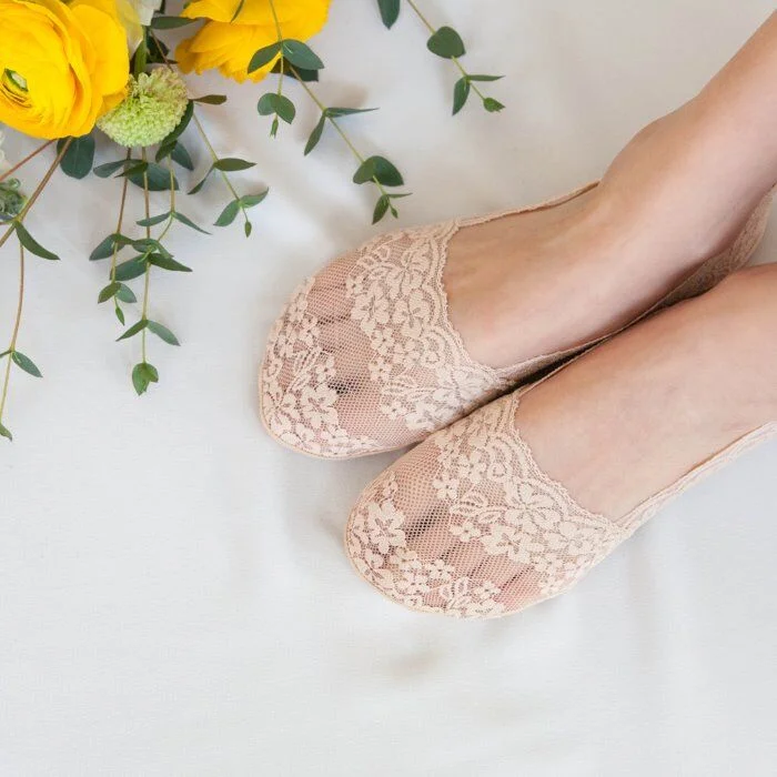 底面 透視 花卉 蕾絲 Fake Socks 船型襪_Margaret
