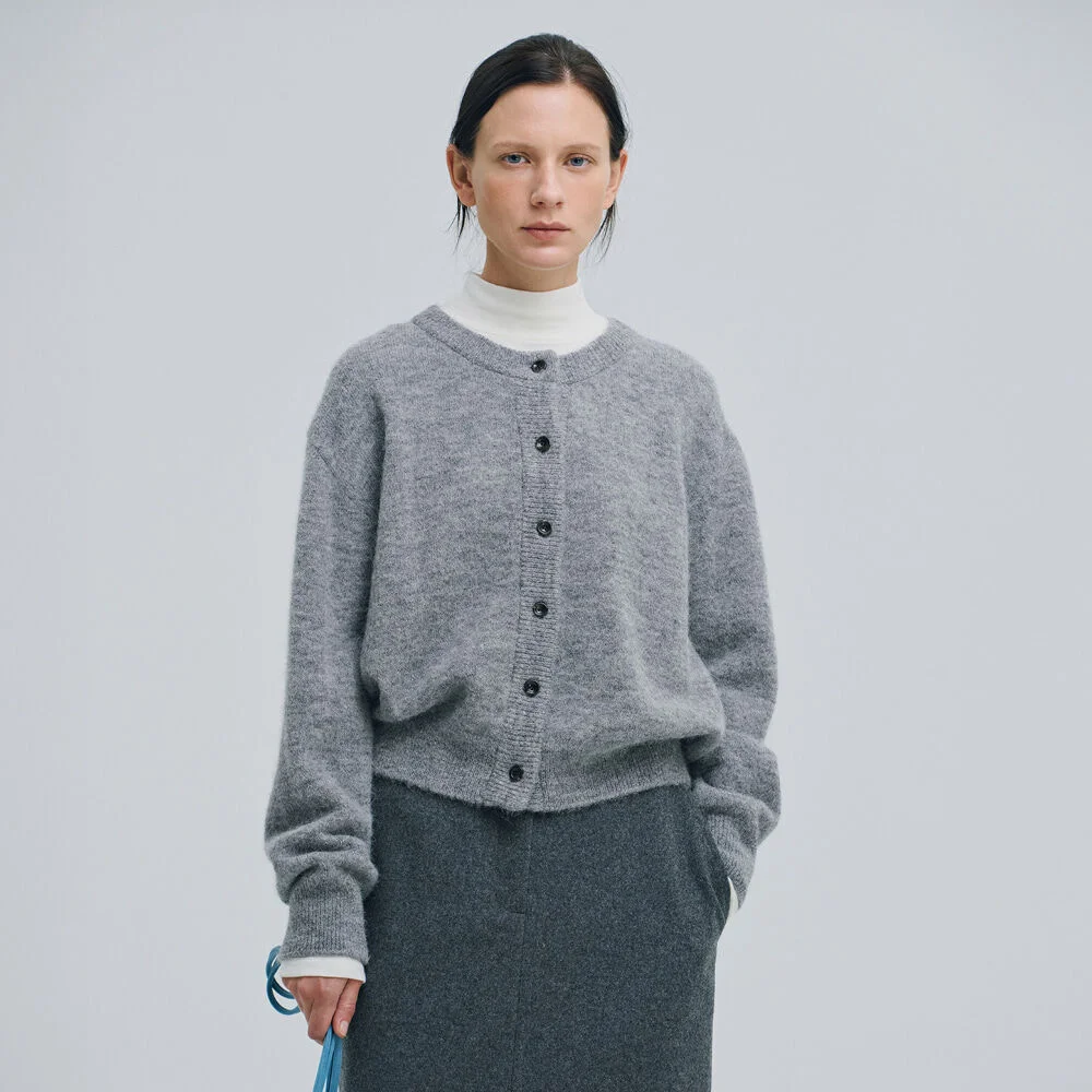 Fog Alpaca Cardigan (Melange Gray)
