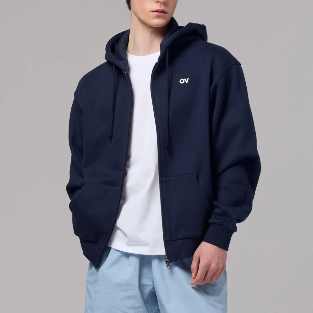 OV LOGO ZIP UP SWEAT HOODIE (NAVY)