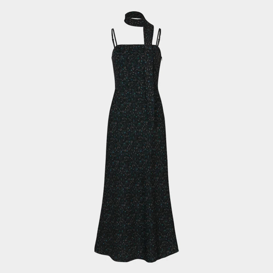 Brooke Slim Dress (Scarf Set / Black)