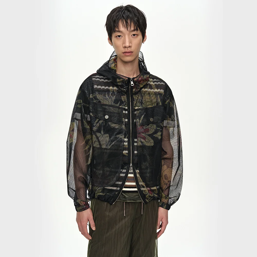 FLOWER SHEER HOODIE JACKET awa760m(BLACK)