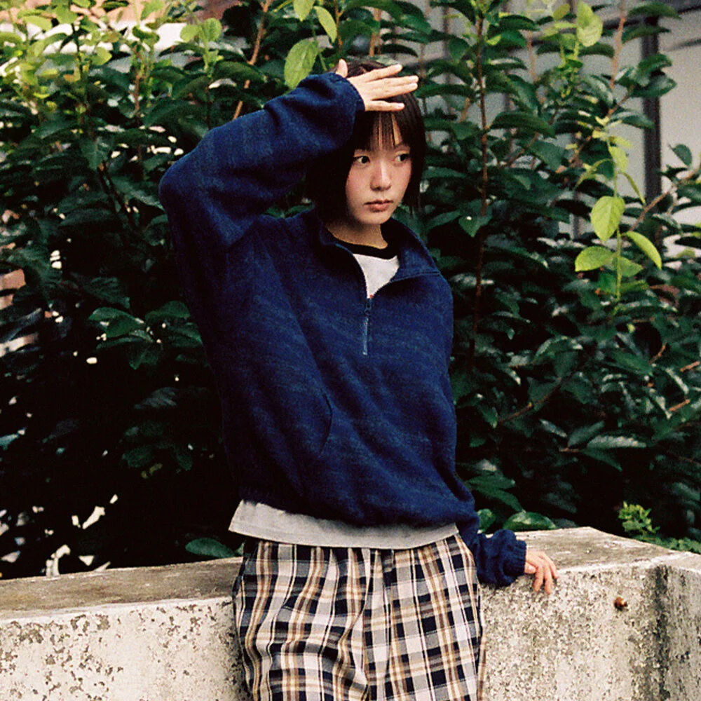 STRIPE HALF ZIP UP_NAVY(IK2FFMM484A)