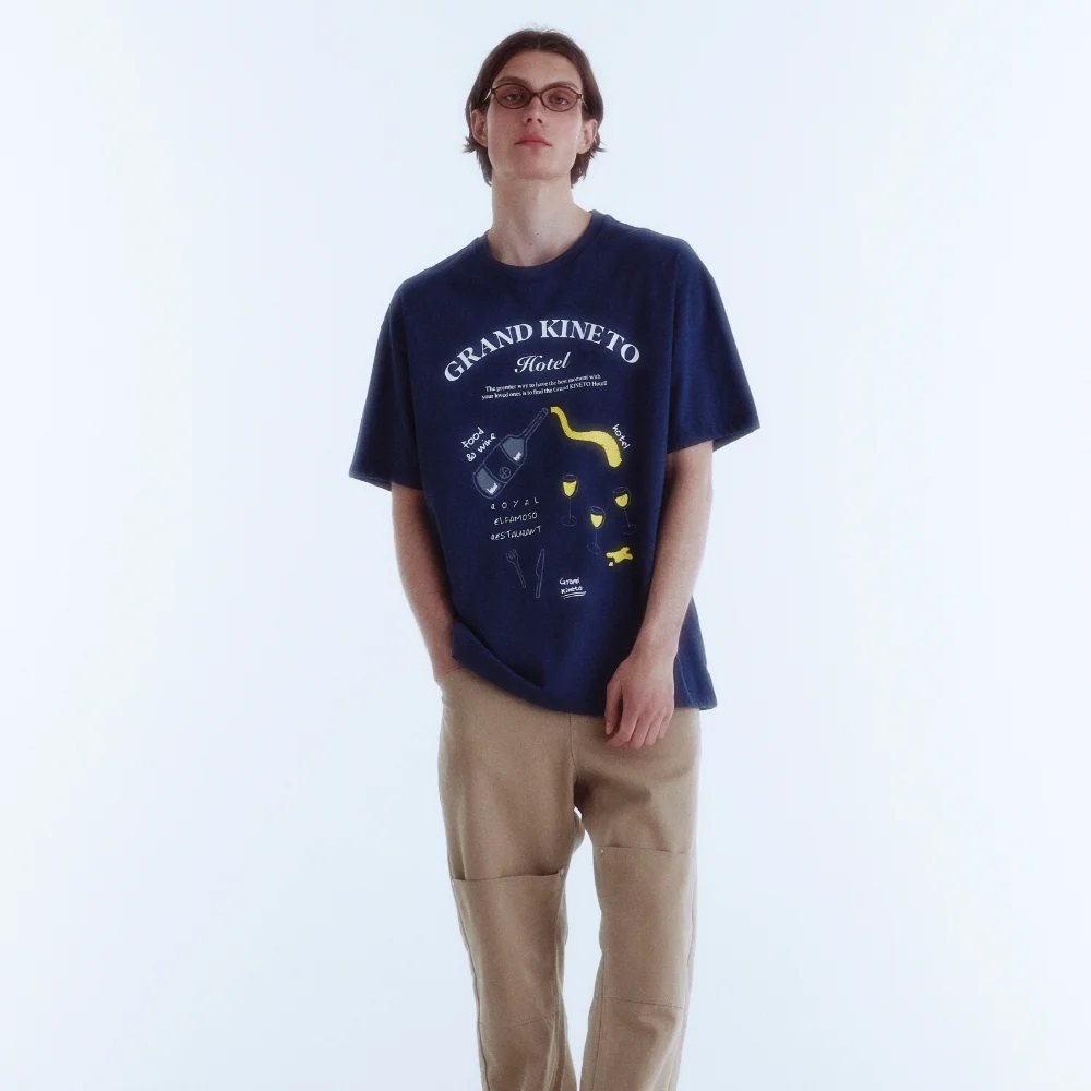 Grand Hotel Restaurant T-Shirt_Vintage Navy