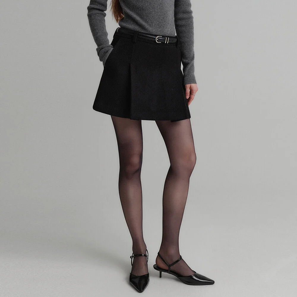 Karina 羊毛 百褶 半身裙_黑色 / KARINA WOOL PLEATS SKIRT_BLACK