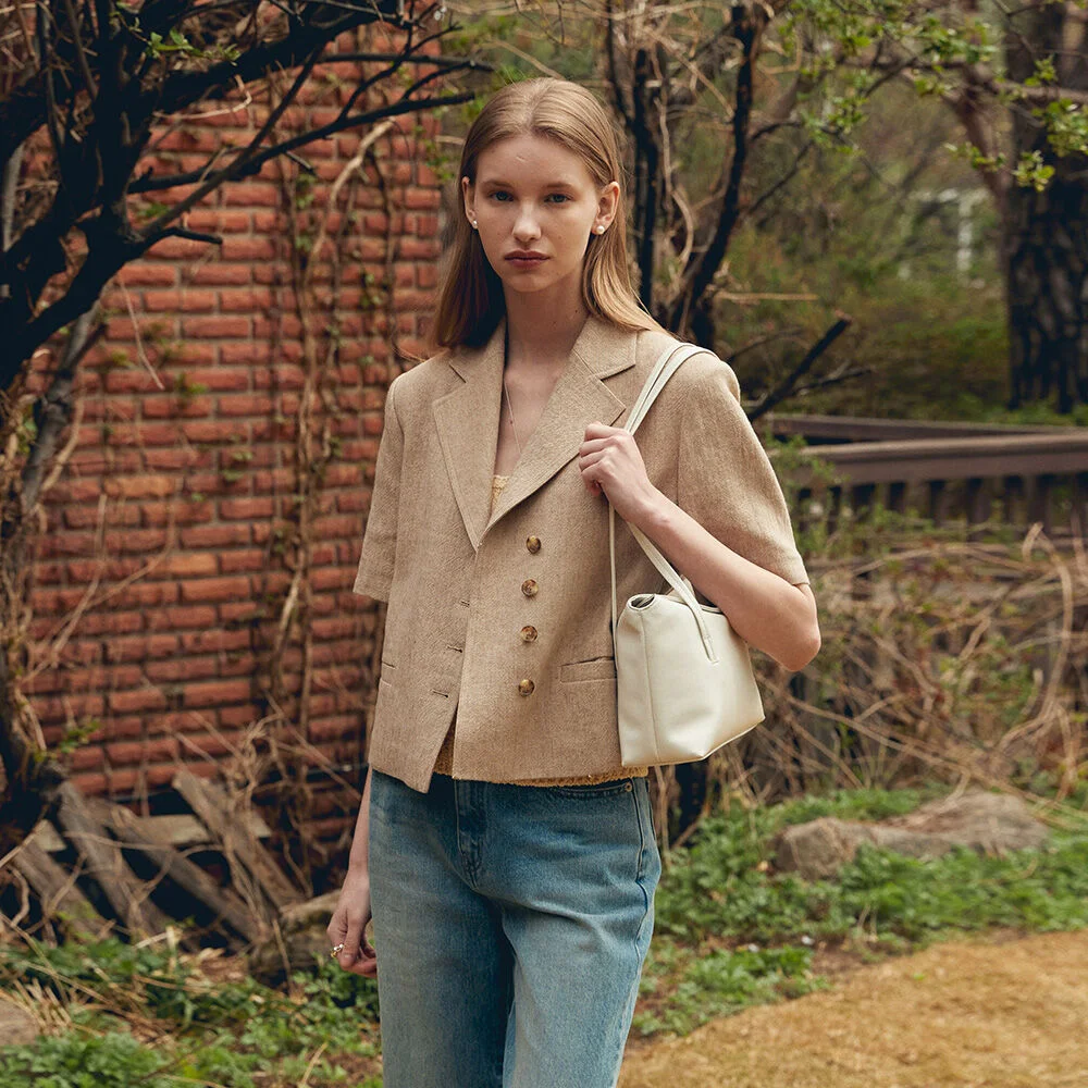 HALF DOUBLE LINEN JACKET (wood brown)
