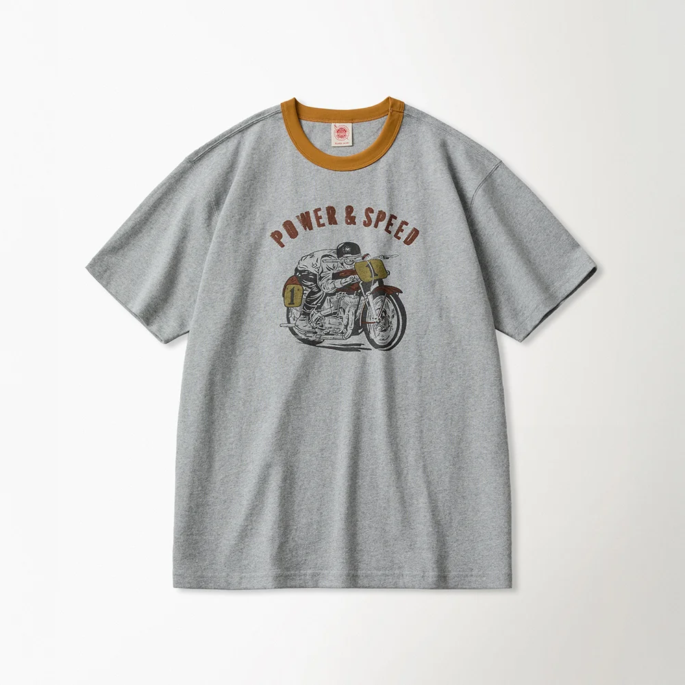 Retro Motorcycle Graphic Tee Grey
