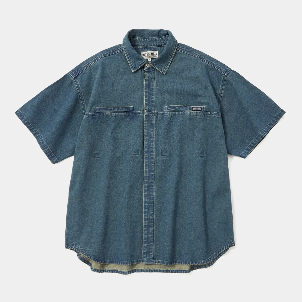 COLUMBIA TRAJAN LABEL HIDDEN POCKET DENIM S/S SHIRTS 午夜牛仔