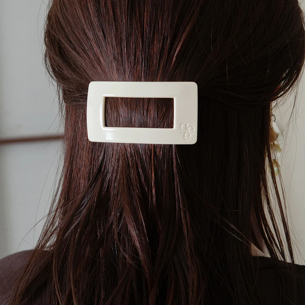 square plain hair pin - ivory