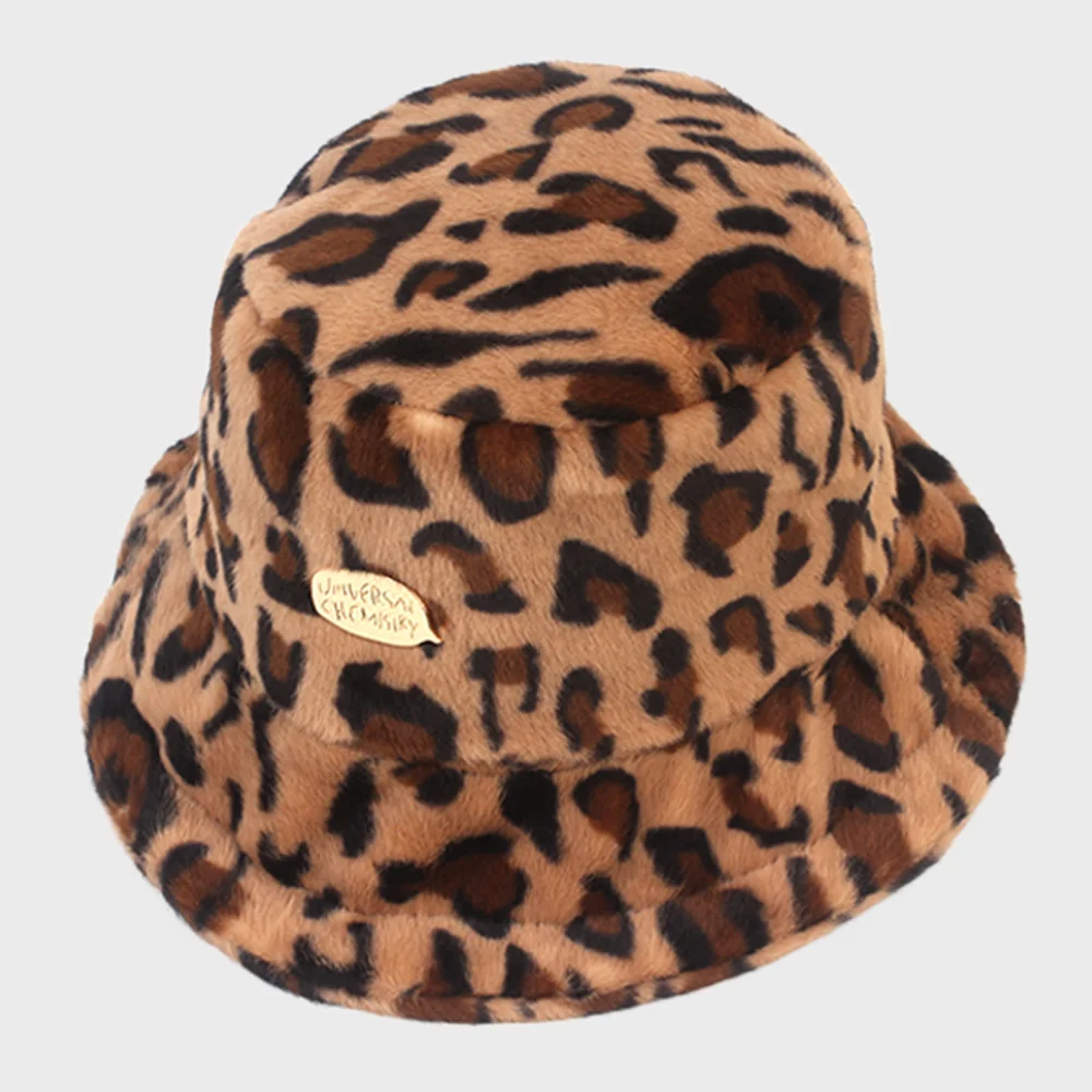 Fur Leopard Beige Bucket Hat 豹紋漁夫帽