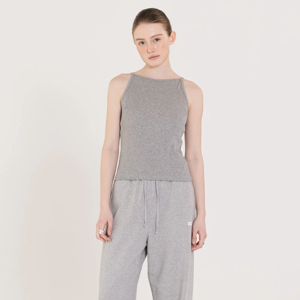 Ribbed Boat neck sleeveless 灰色