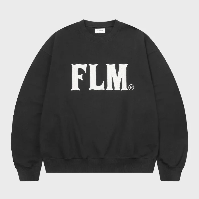 FLM 縫線 標誌 衛衣 襯衫-黑色