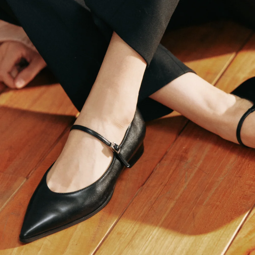 KM311 手工製 修身 Last 鞋頭 肩帶 平底鞋 鞋 2Type l 4Colors