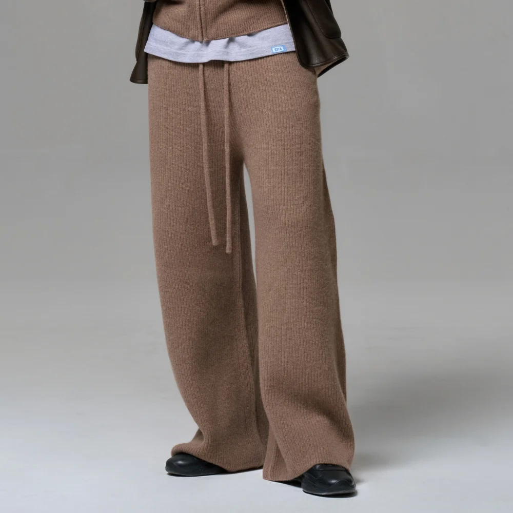 MEN CASHMERE BLEND RELAXED KNIT SWEATPANTS - NEUTRAL BROWN