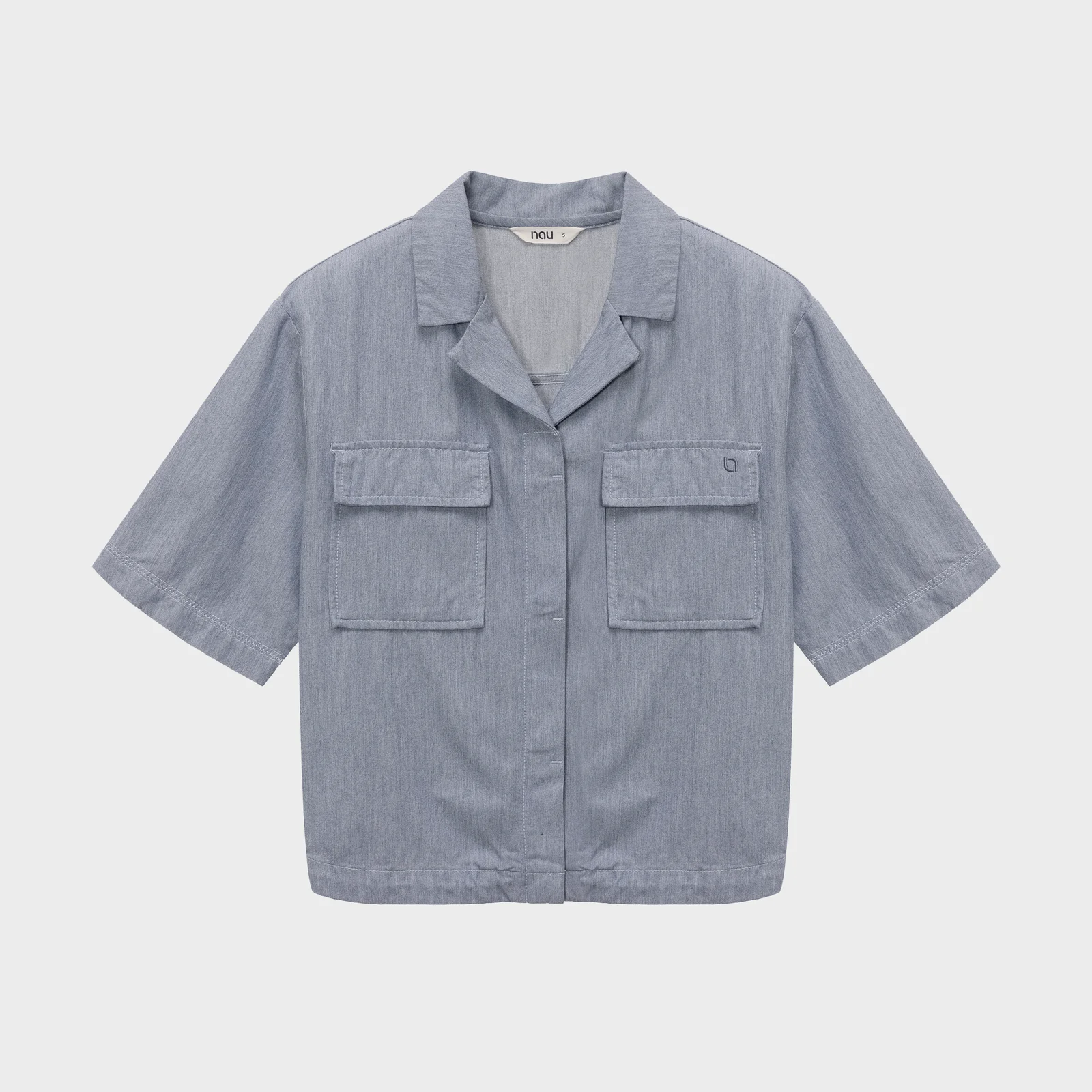 W 莫代爾 牛仔 短袖 襯衫 Light Gray