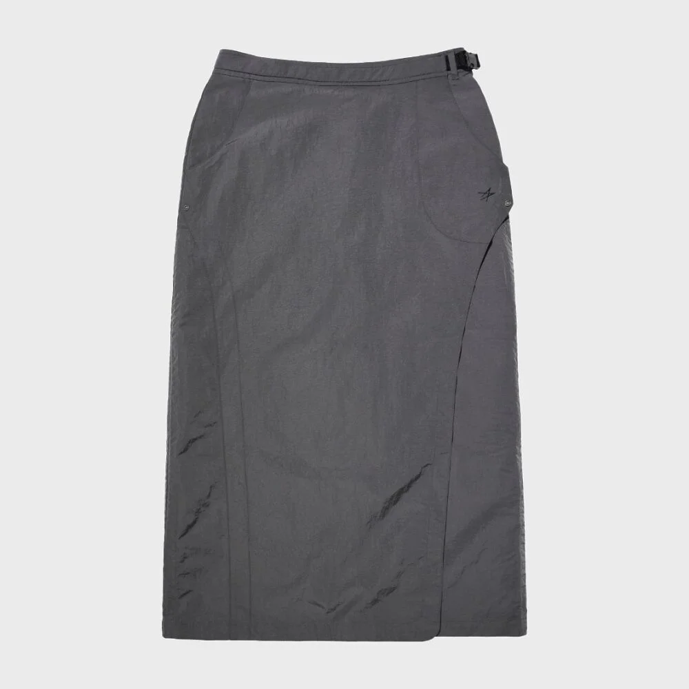 WRAPPED MIDI SKIRT (CHARCOAL)