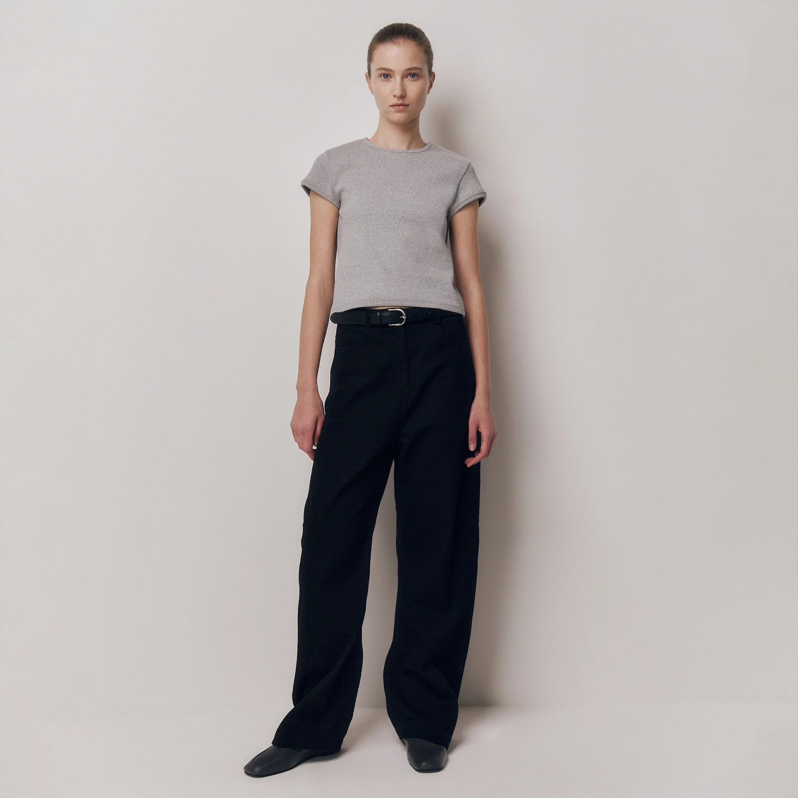 Crop Jersey Top Gray Melange