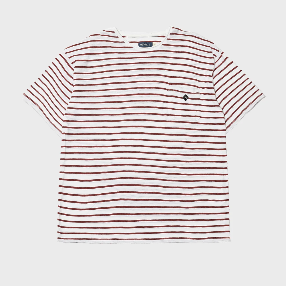 ROLL NECK STRIPE T-SHIRTS -IVORY