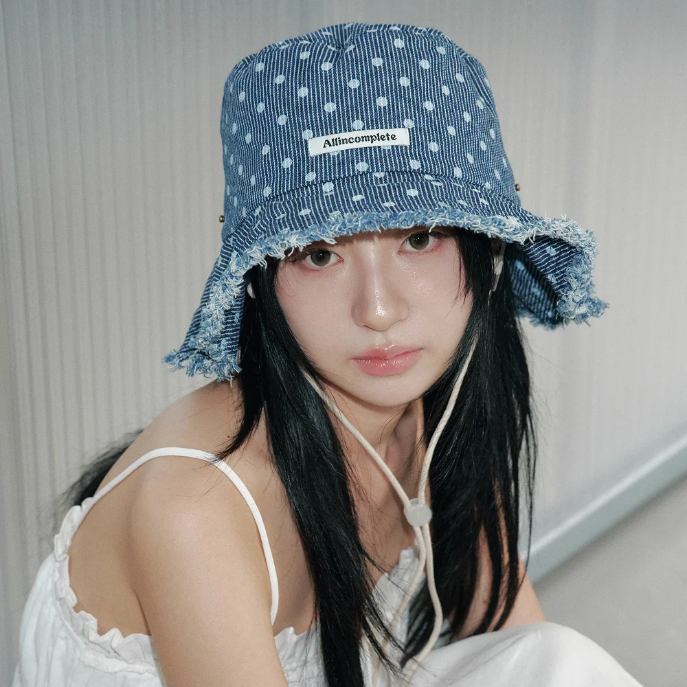 Dot Stripe Denim Safari Hat