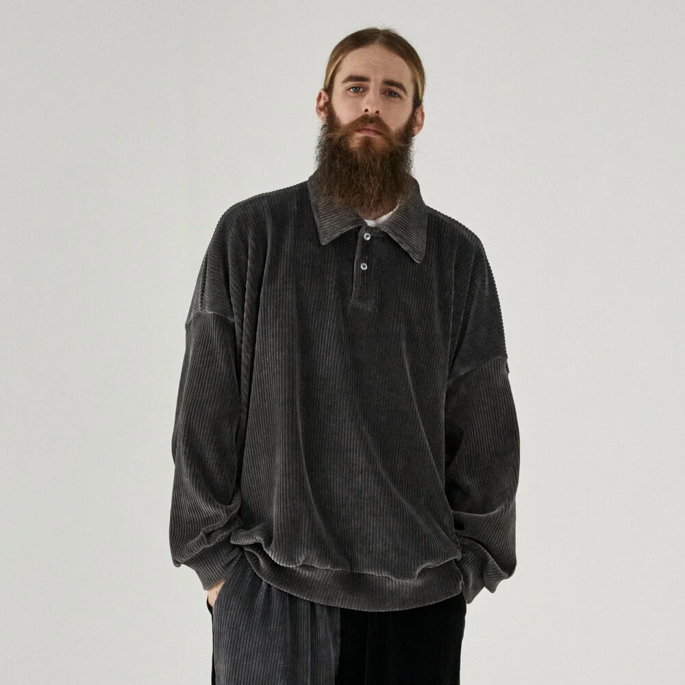 CB CORDUROY PK TEE (CHARCOAL)