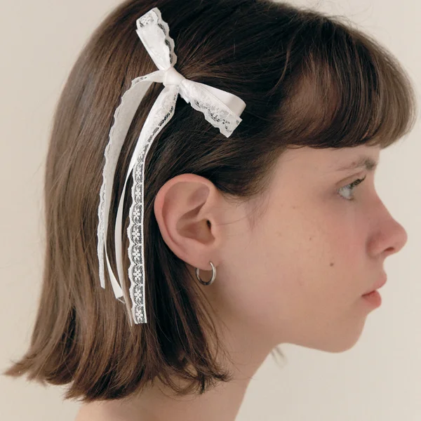 MINI LACE RIBBON PIN SET WHITE