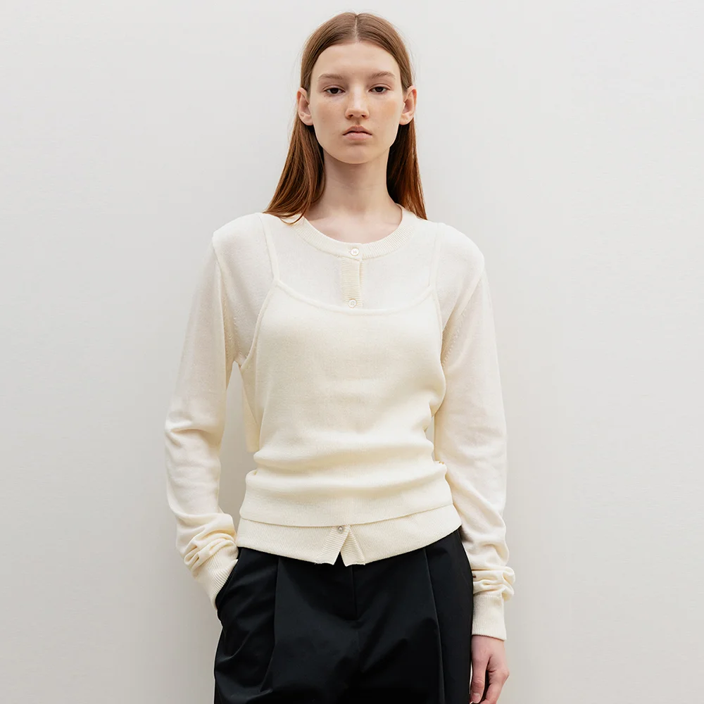 Lena Bustier Layered Cardigan Set Cream