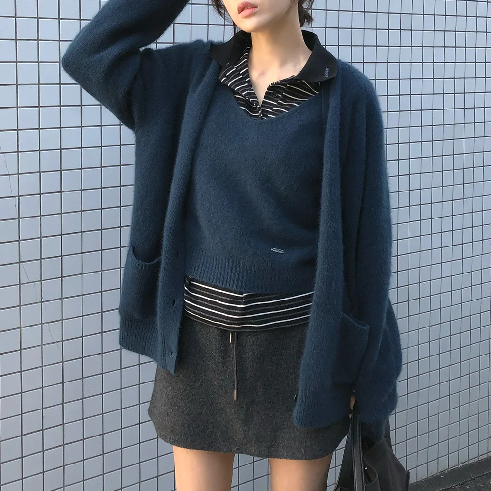 OVERFIT RACCOON CARDIGAN (COBALT BLUE)