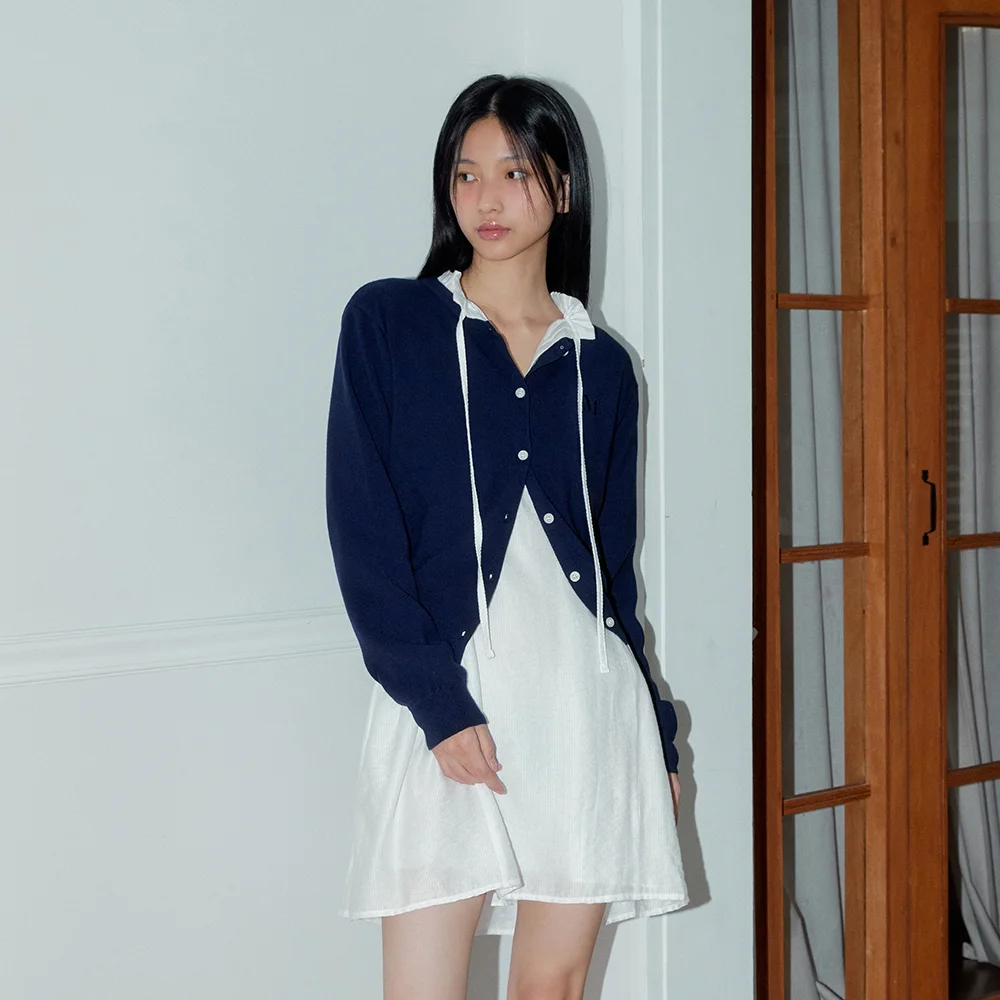 LOGO PLAIN CARDIGAN (NAVY)