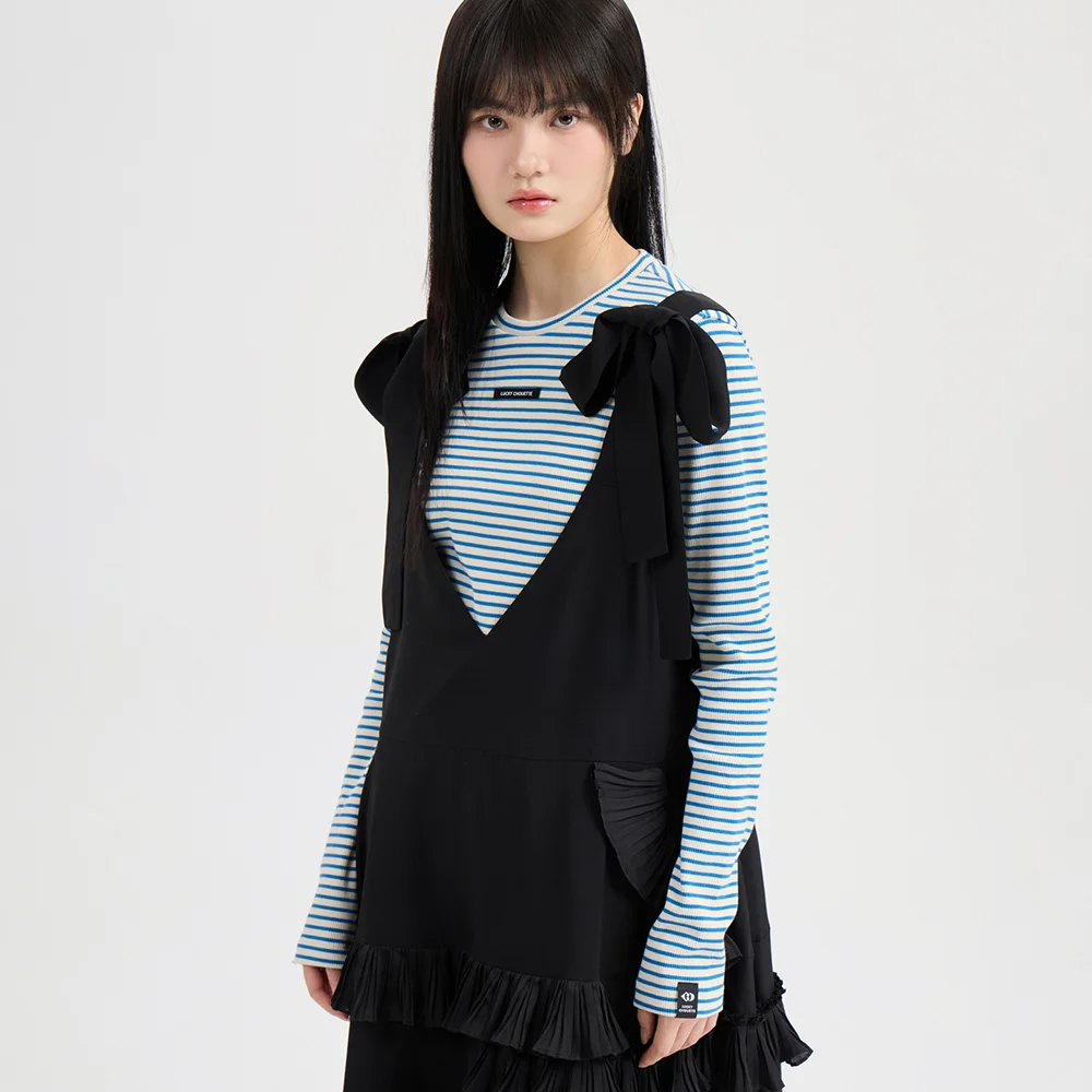 Stripe Slim-fit Long Sleeve T-shirt (blue) LFTAS26200BUX