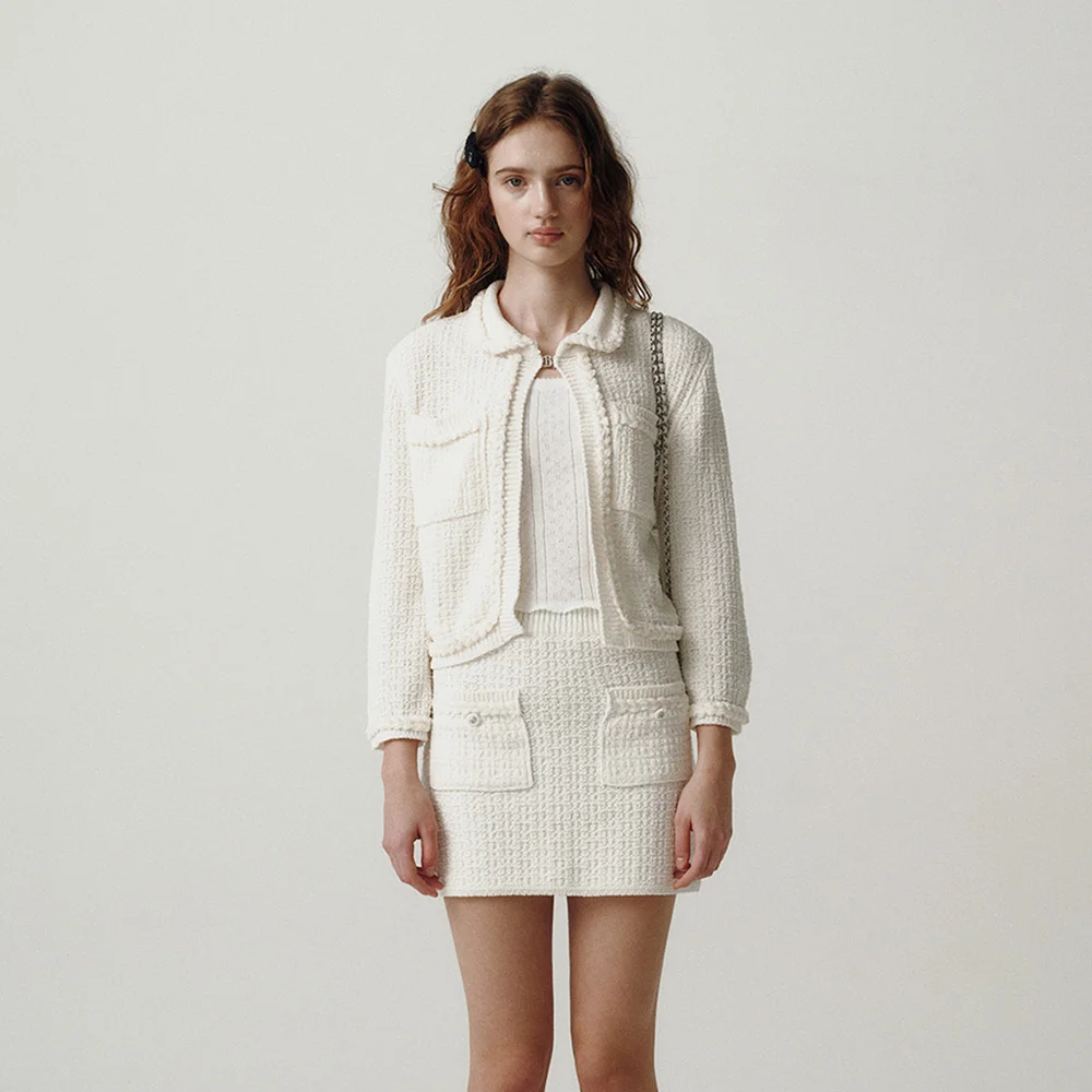 Vanessa Cotton Boucle Cardigan_Ivory