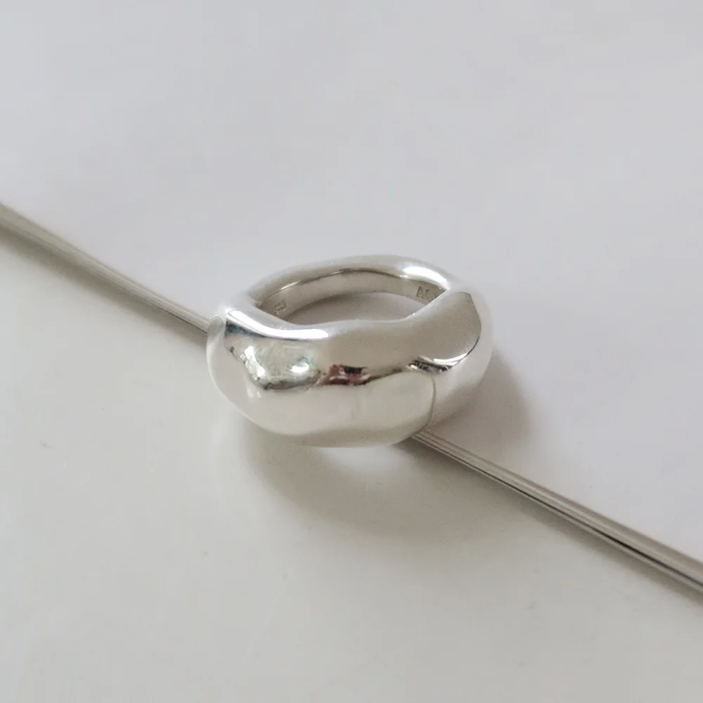 925silver Chunky Pebble Ring