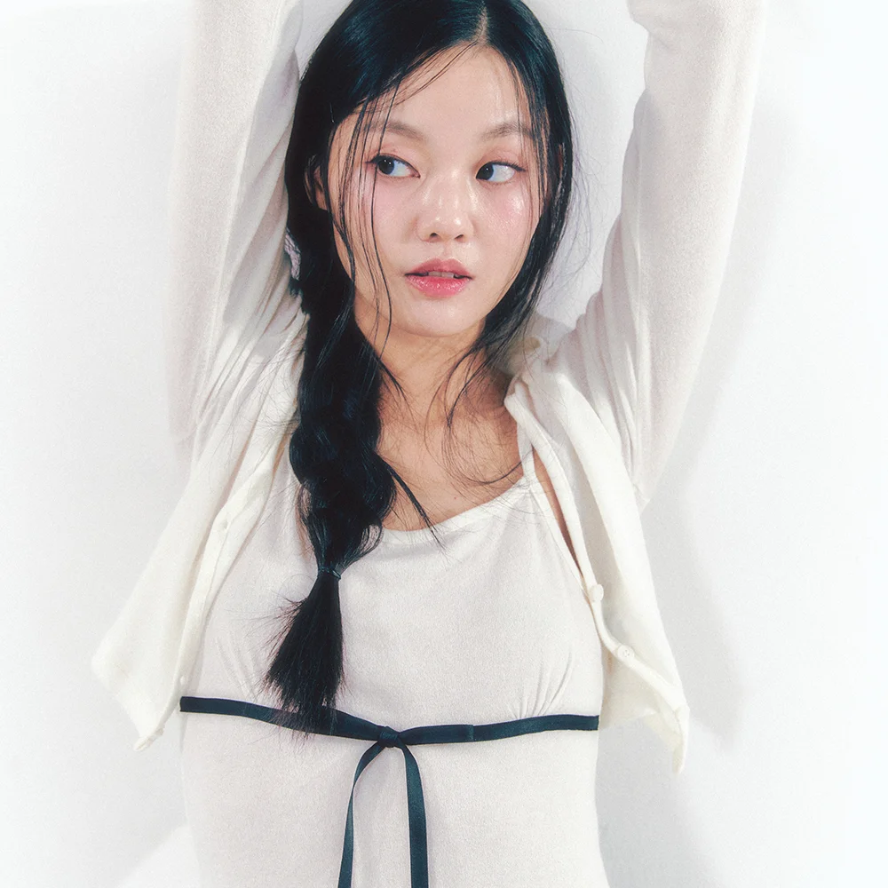 Knit Ribbon Shirring Top Set Ivory