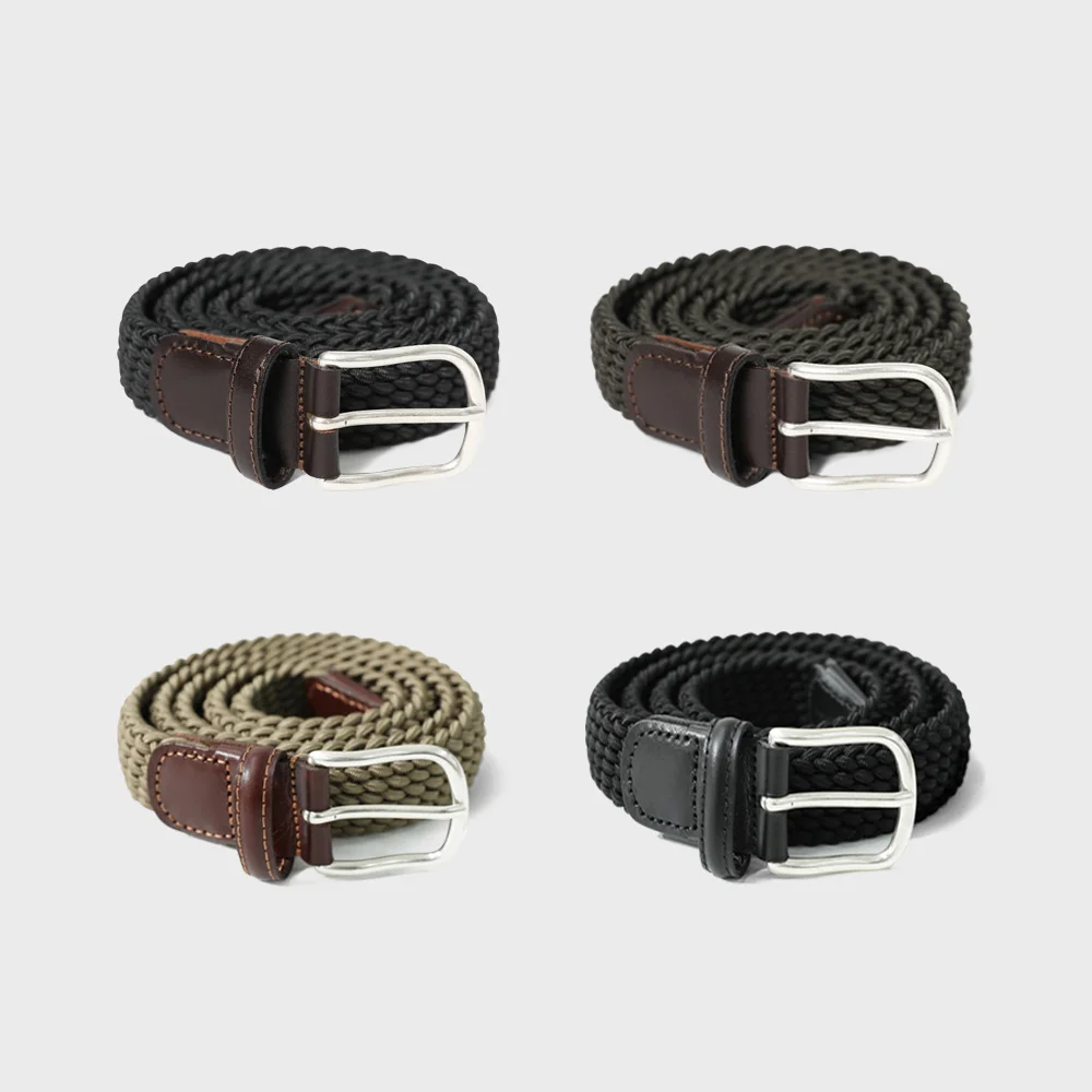 Peninsula Elastic Braided Leather Belt