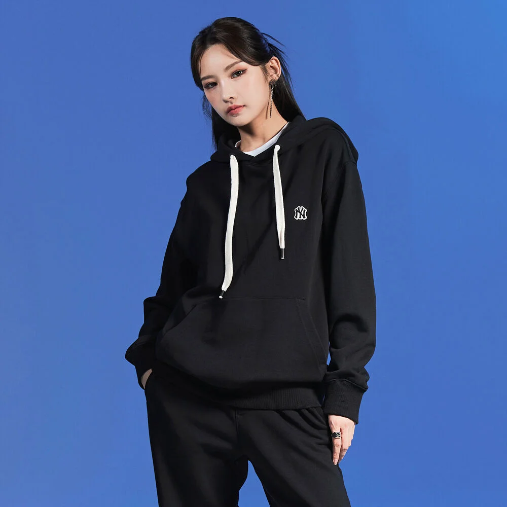 基本款 小標誌 寬鬆版型 連帽衫 NY (Black)