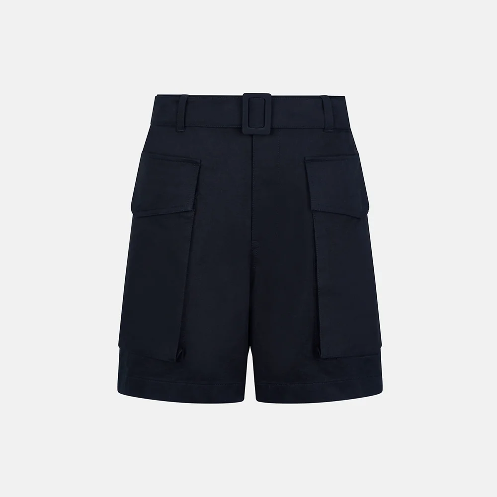 M MILITARY BELTED SHORTS - BLACK