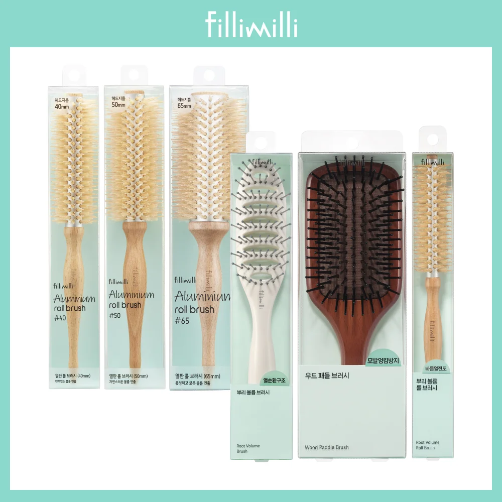 Fillimilli 護髮 刷 6款 套裝 (髮根豐盈/木質槳板梳/熱板捲髮器)