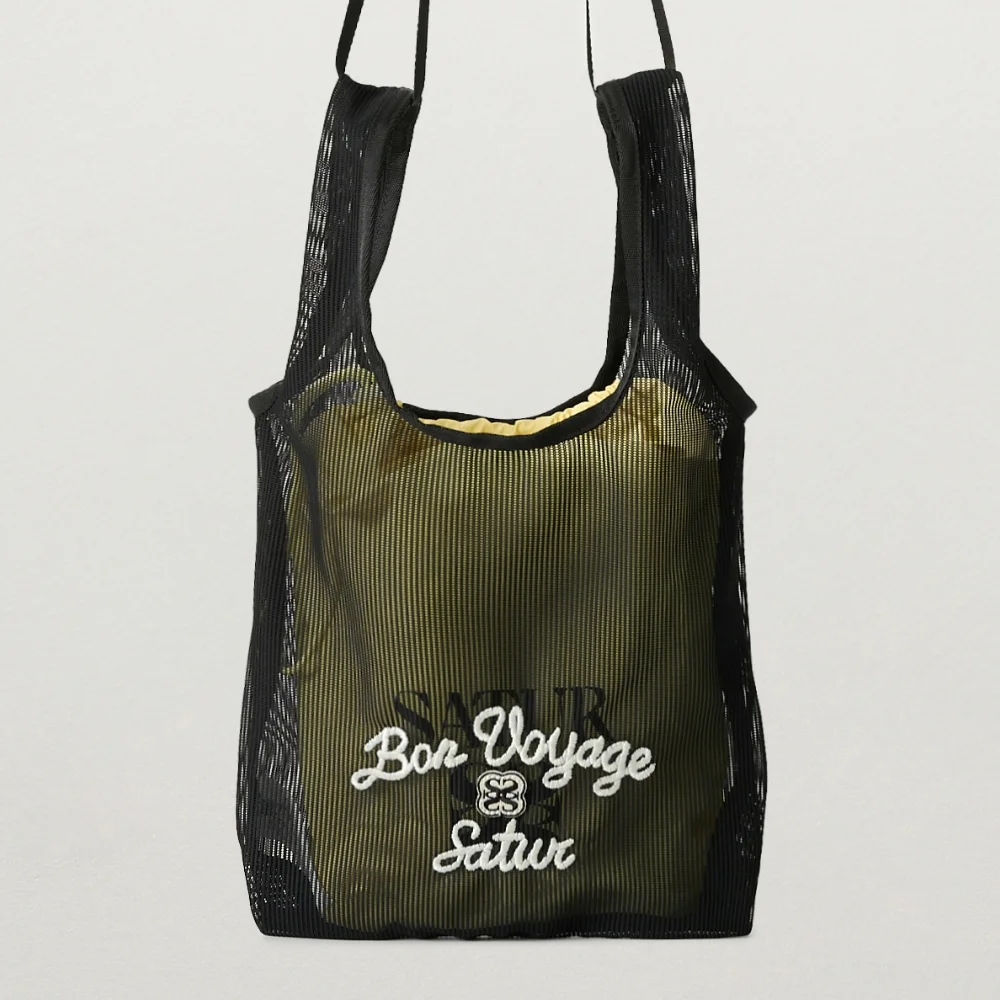 Bon Voyage 小 網布 袋 黑色