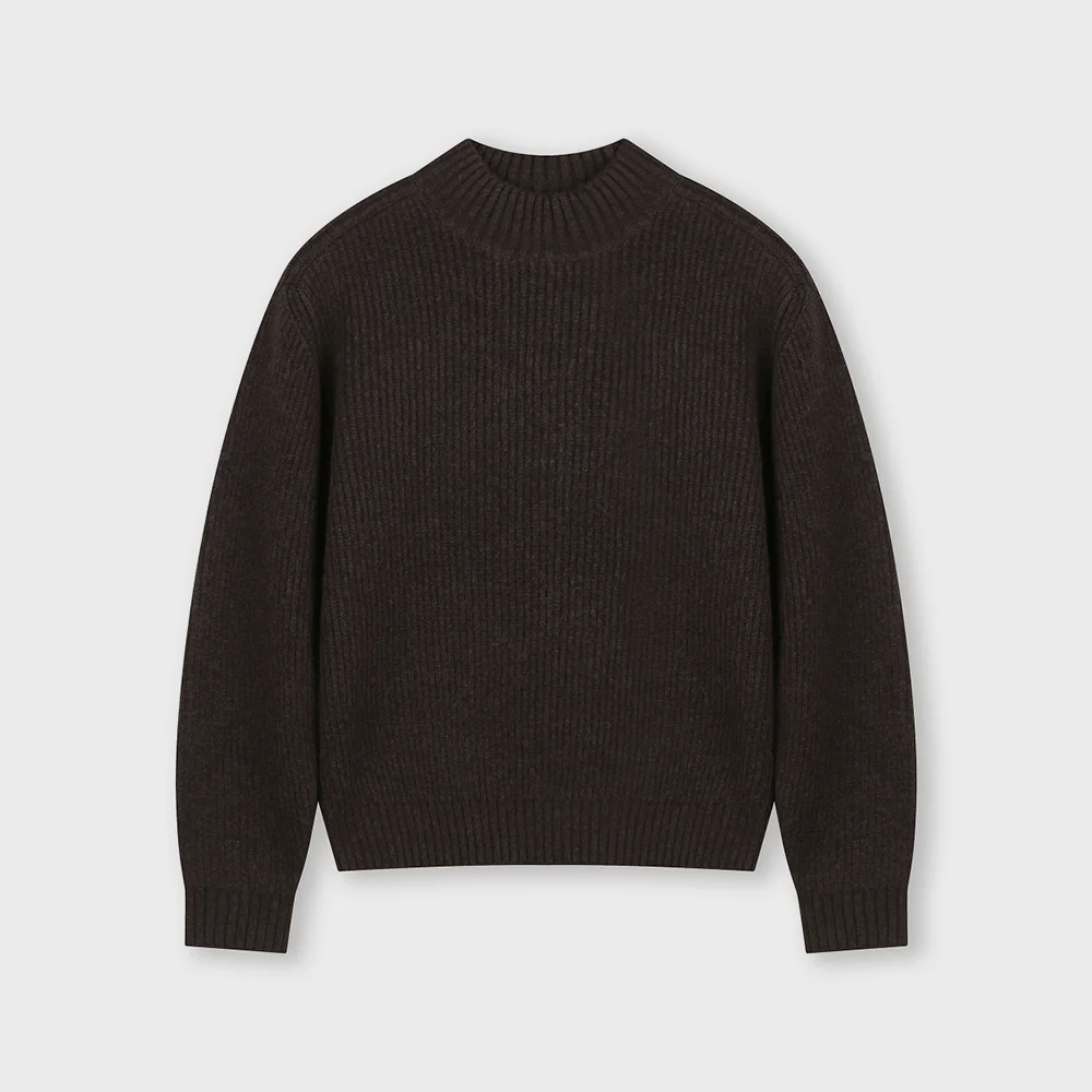 MOCK NECK SHORT SWEATER BROWN