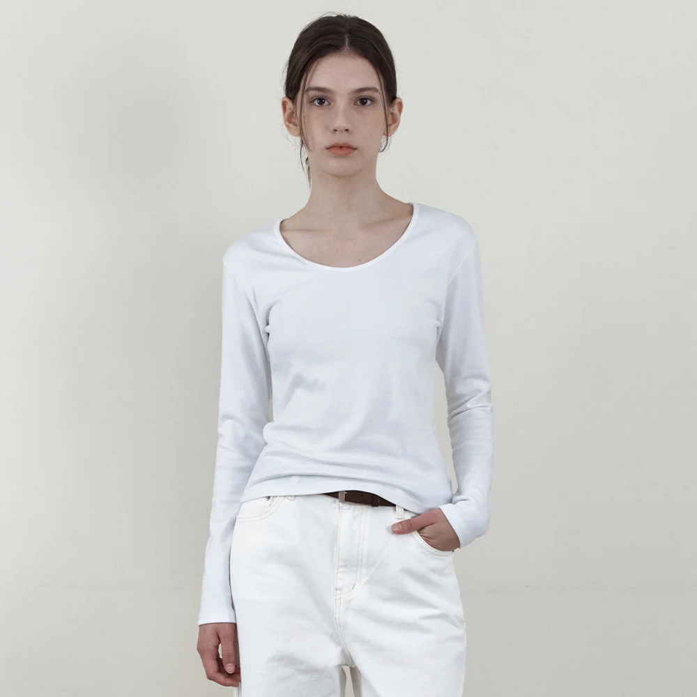 Soft Scoop-Neck Long-Sleeve Tee_IVORY(WB6TP46)