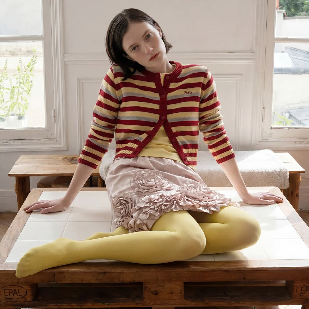 Stripe Crop Cardigan (Red)