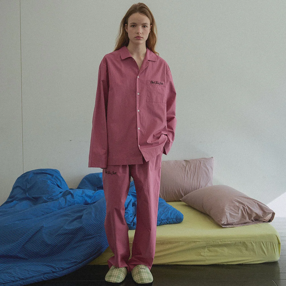 高密度 純棉 Poetique Pajama Shirt (Rose Red)