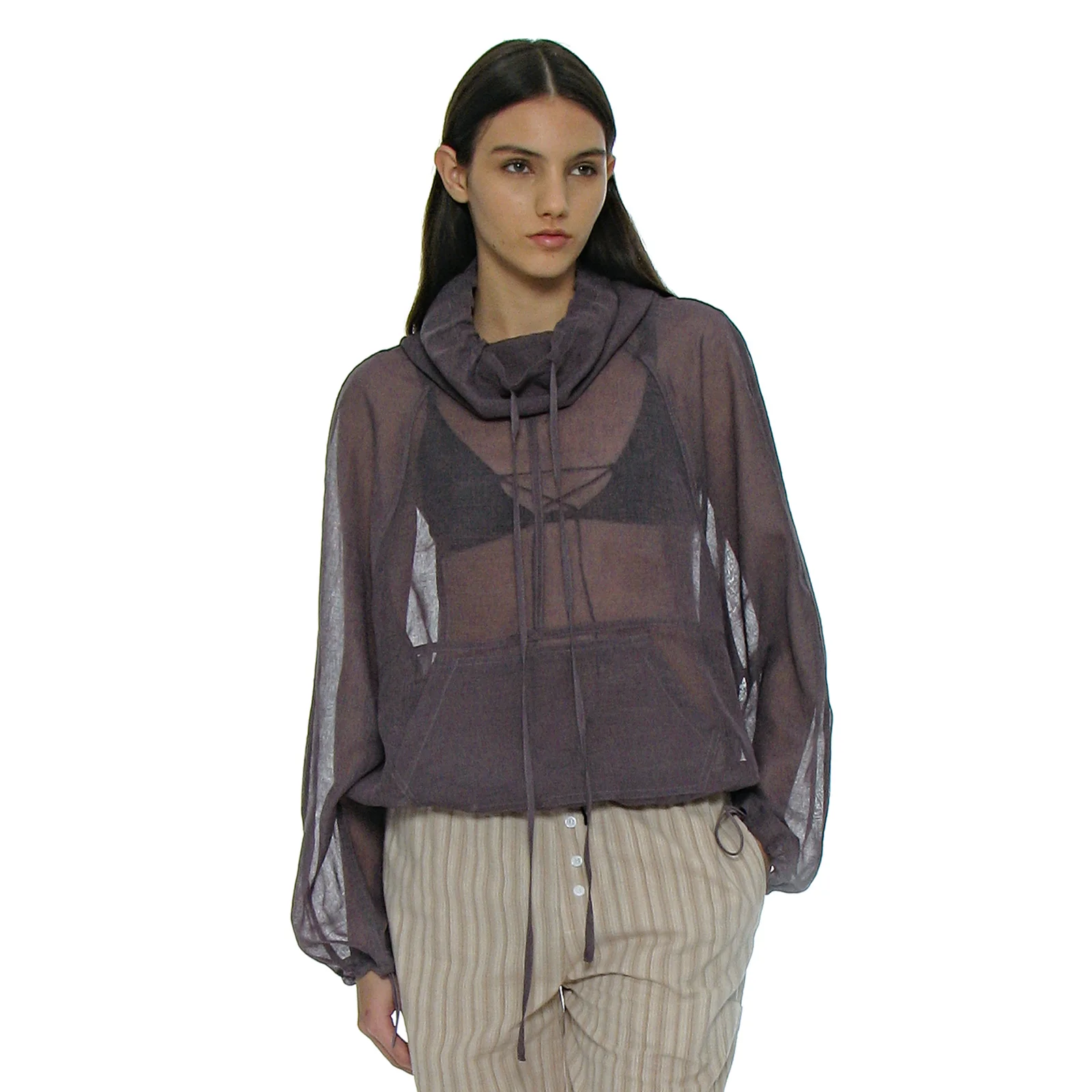 SHEER ANORAK CREWNECK_DEEP VIOLET