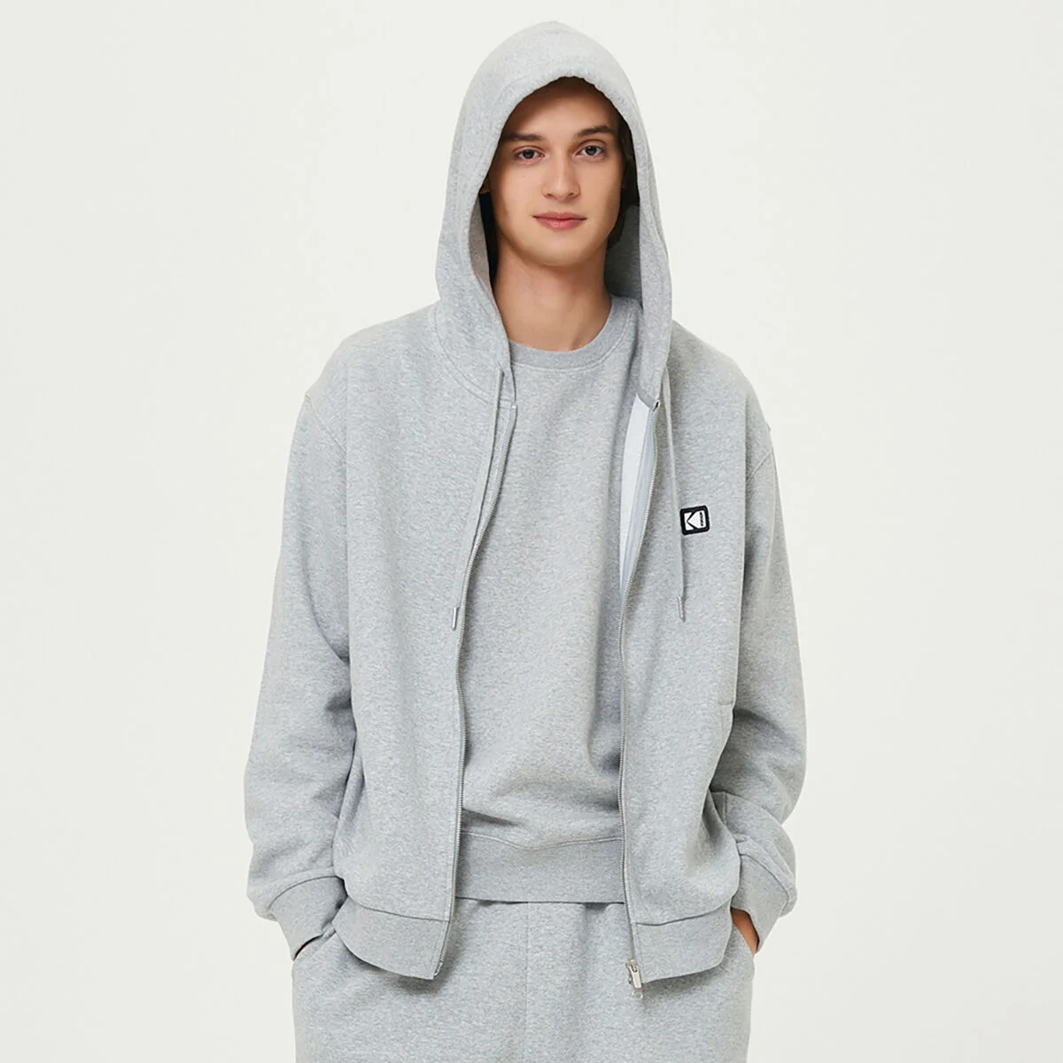網布 紋理 連帽衫 拉鏈 M.GREY