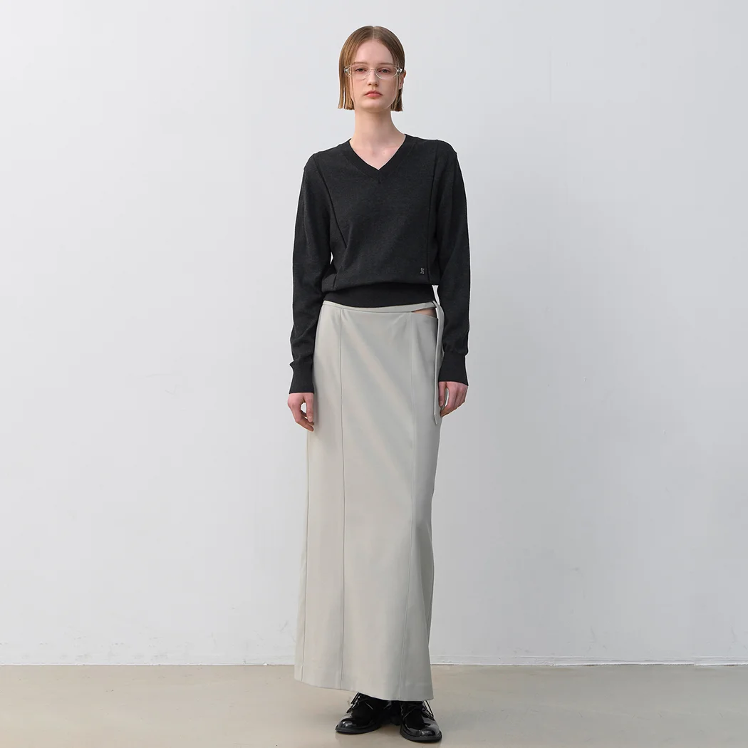 ESSENTIAL SLIT BELTED SKIRT(SK-5007)_2Colors