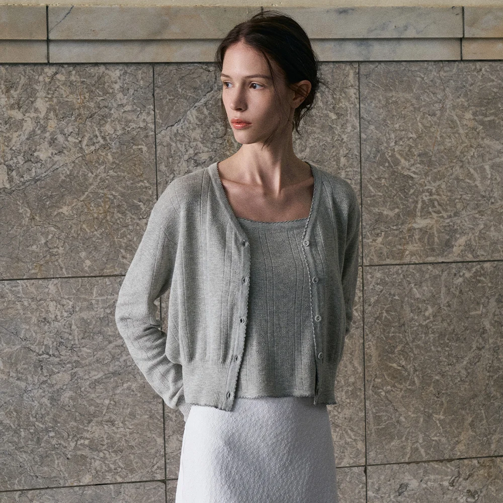 Ciara V-neck Frill Cardigan Set